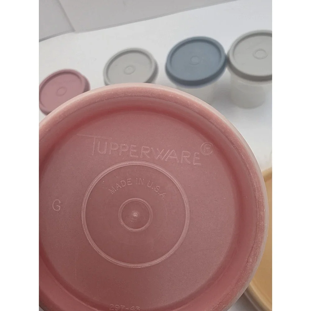 VTG Tupperware Canister Bowl Cup Lot 7 Pc Pastel Harvest Storage Containers Lids